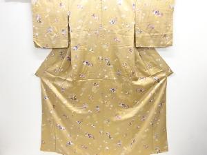 色紙に花・糸巻き模様小紋着物